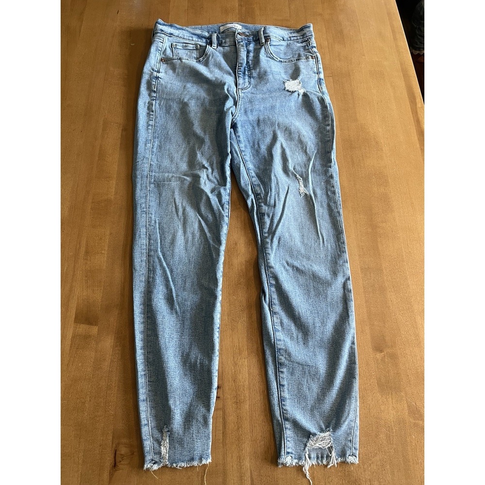 Made & Loved Loft Women's High Waist Skinny Ankle Jeans Raw Hem Size 30/10 Light